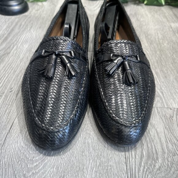 Bally Mens Loafers Tassel dark Black Woven Leather US 11 M - Picture 3 of 11